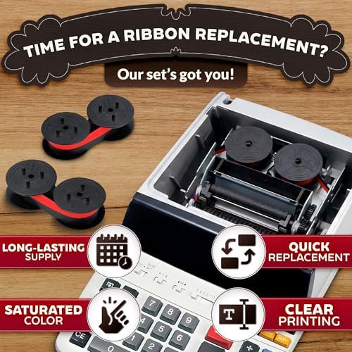 3 Pcs Canon MP11DX Calculator Ink Ribbon, Red/Black, 18ft x 0.5in | Compatible with Sharp EL-1197PIII, Porelon #11216 and Other Popular Models