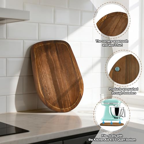 Mixer Slider Mat for KitchenAid 4.5-5 Qt Tilt Head Stand Mixers (Brown) | Pine Wood Moving Tray for Kitchenaid Artisan, Storage Organizer for Kitchen Countertop Accessories and Attachments