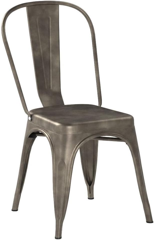 Furmax Metal Dining Chair Indoor Outdoor Use Stackable Classic Trattoria Chair Chic Dining Bistro Cafe Side Metal Chairs Set of 4 (Ivory White)