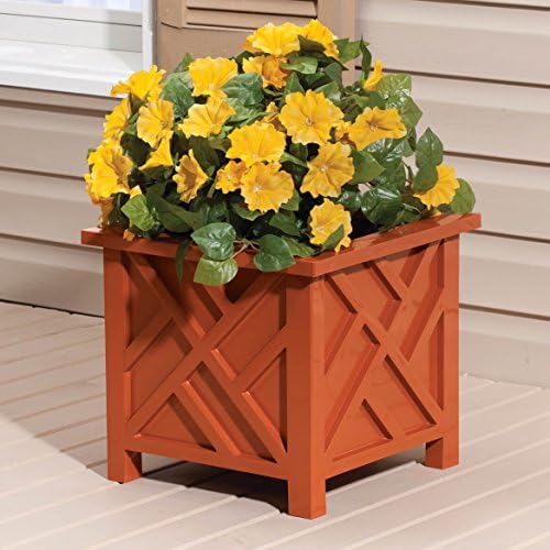Miles Kimball Chippendale Planter Box, White - Plant Holder for Garden, | Patio and Lawn - 14 - -sq. x 13 - H Overall