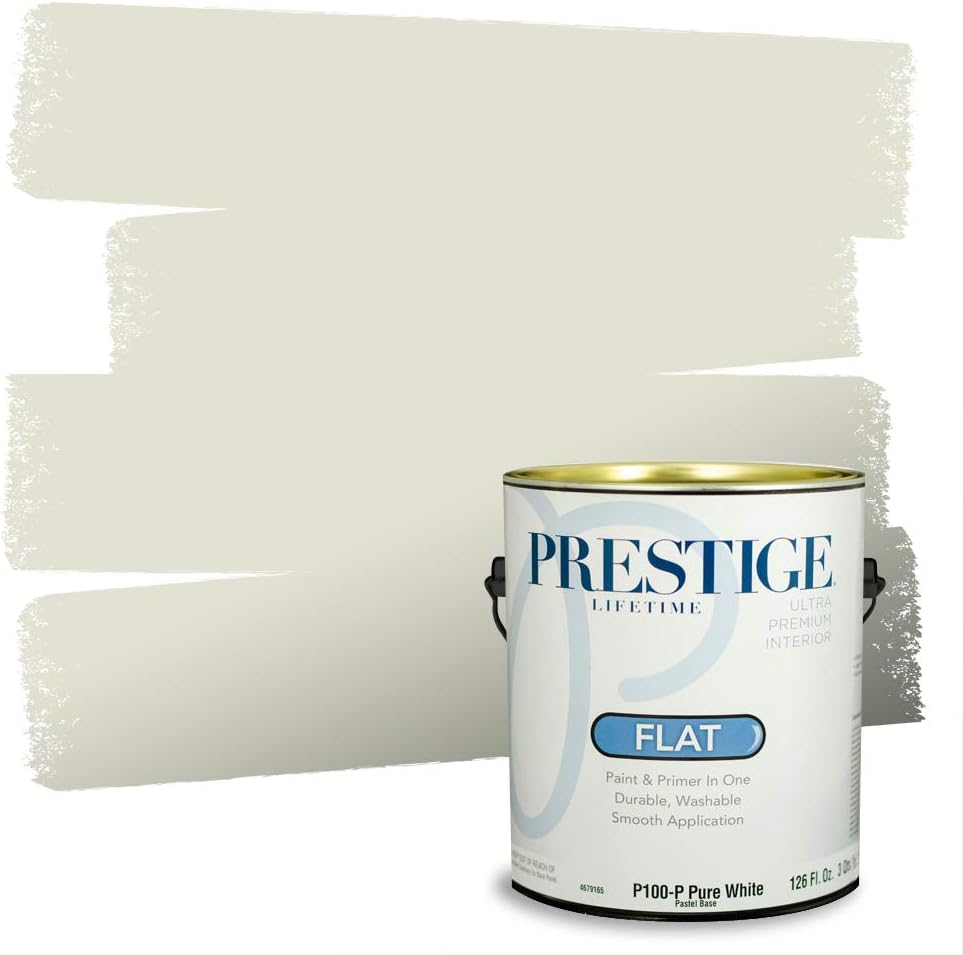 PRESTIGE Paints Exterior Paint and Primer In One, 1-Gallon, Flat, Comparable Match of Sherwin Williams* Coastal Plain*