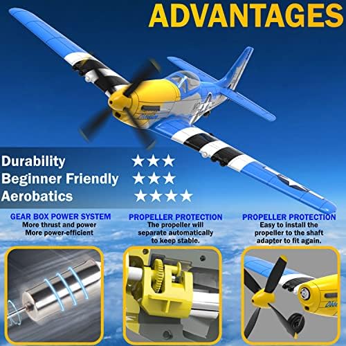 LEAMBE 4 Channel RC Plane, Ready to Fly Aerobatic Aircraft, Easy Control for Beginners, P51 Mustang RC Airplane Best Gift for Adults