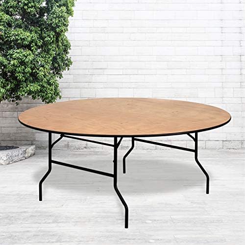 Flash Furniture Furman 6' Round All-Occasion Wood Folding Event Table, Foldable Round Portable Banquet Table with Wooden Top