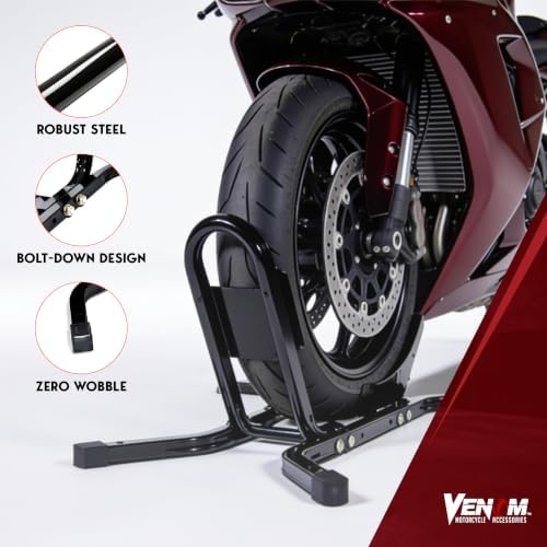 Universal Motorcycle Wheel Tire Chock Self-locking Bike Stand Cradle Chocks Compatible with Harley Davidson Yamaha Honda Kawasaki Suzuki Ducati BMW