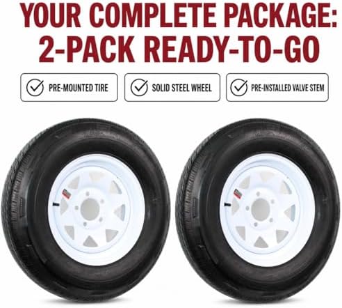 eCustomrim 2-Pack Radial Trailer Tire Rim Assembly ST205/75R14 5 Lug Load D