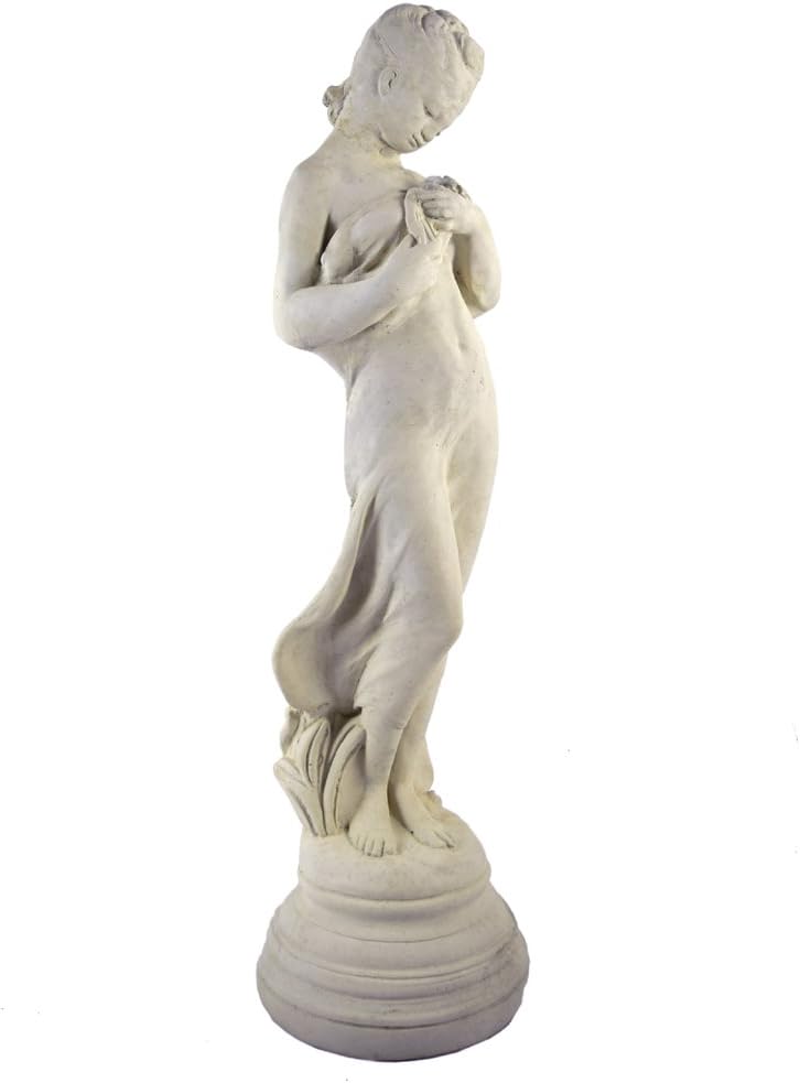 Classic Victorian Style Girl with Dove Cast Stone Garden Muse Statue | 28-Inches, Made in the USA