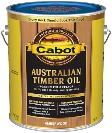 Cabot 140.0019457.007 Australian Timber Oil Water Reducible, Translucent, Amberwood - 1 Gallon