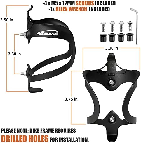 Ibera Bike Water Bottle Holder, Quick Access Water Bottle Holders for Bike with Firm Grip, Lightweight Aluminum Cage, Fits Standard & Oversized Bottles, Stylish Easy Mount Bikes Bottle Holder