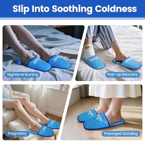 NEWGO Foot Ice Pack Slippers for Plantar Fasciitis, FSA Eligible, 2 Pack