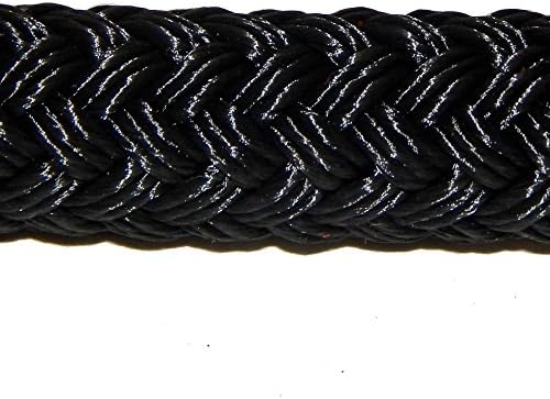 Samson EQ Braid Double Braid Polyester Yacht Rope 1/2" Colors: Blue, Black, Beige, Beige/White, Black with Blue Tracer, Pink and Purple (Black, 1/2" x 50 ft. Hank)