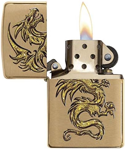 Zippo Dragon Design Brushed Brass Pocket Lighter