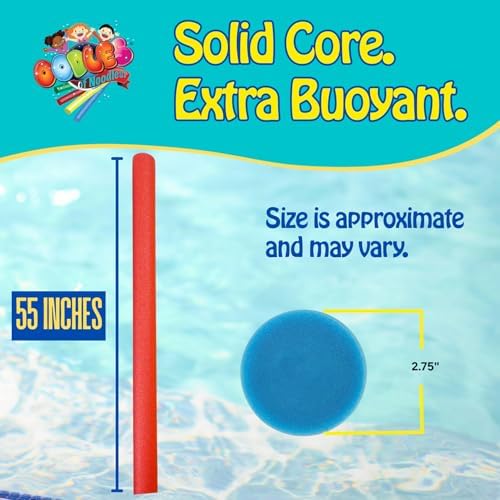 Oodles of Noodles Solid Deluxe Extra Long Pool Noodles - 3 Pack - Approx. 55 inch x 2.75 inch Durable Floating Foam Tubes - Premium Foam Noodle for Swimming, Crafts, Exercise, and Water Activities