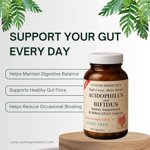 Custom Probiotics CP-1 Adult Formula – 60 Billion CFU Probiotic Supplement – 5 Strain High Potency Probiotics for Digestive & Gut Health