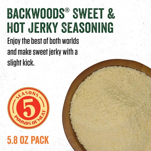 LEM Products Backwoods Sweet & Hot Jerky Seasoning, 5.8 oz Packet | Pre-Measured Seasoning and Cure for Wild Game and Domestic Meat, Seasons Up to 5 Pounds of Meat for Homemade Jerky