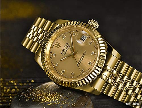 Men's Automatic Watch Gold-Plated 316L Steel Sapphire Crystal | Japanese 8215 automatic movement • Sapphire crystal • 18K gold-plated 316L steel • Date display • Dress and business wear
