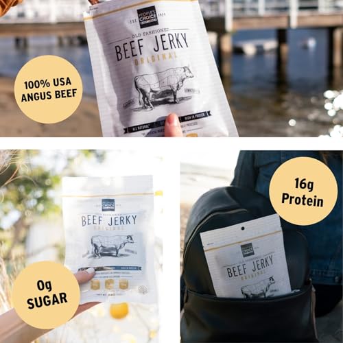 People's Choice Beef Jerky - Sugar Free, 16g Protein - Original 16 oz Bag | Zero Carb, Keto Friendly, Paleo Diet, Whole Muscle Strips