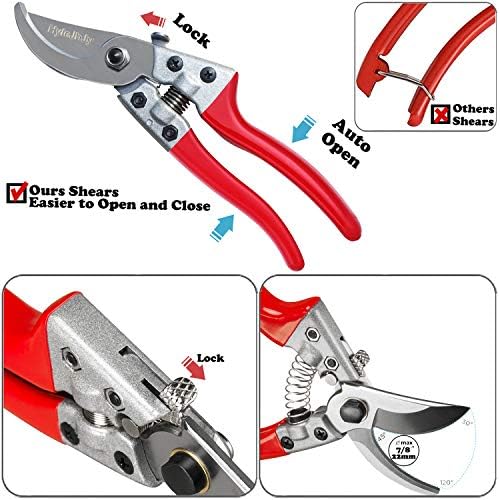 Pruning Shears with Stainless SK5 Steel Blades+Straight Tip Gardening Shears Garden Shears Garden Clippers Florist Scissors Hand Pruners Garden