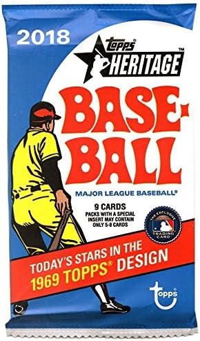 ONE 9-Card Pack of 2018 Topps Heritage Baseball Look for Shohei Ohtani Rookie Variation Trout Bryant AUTO