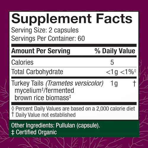 Host Defense Turkey Tail Capsules - Digestive Health & Immune Response Support Supplement - Mushroom Supplement for Gastrointestinal & Gut Microbiome Support - 120 Capsules