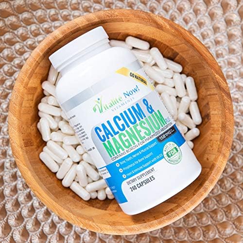 Vitalité Now! Calcium Magnesium Supplement 1000mg with Vitamin D | 10 Forms of Calcium for Maximum Absorption - Bone Strength Support with Boron