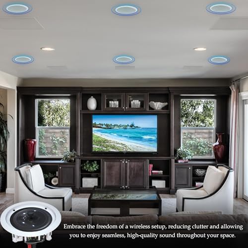 Vaiyer Home Audio System Kit, 7.2 Channel 1500W Bluetooth Amplifier | w/ 8 Qty of 5.25" Ceiling Speakers 175W Each, 4-Ch Speaker Selector