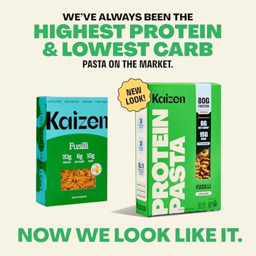 Kaizen Low Carb Pasta, 20g High Protein, 6g Net Carb, Ziti 8 Oz (3-Pack) | High Fiber 15g, Gluten-Free, Keto-Friendly, Plant-Based Lupini Noodles