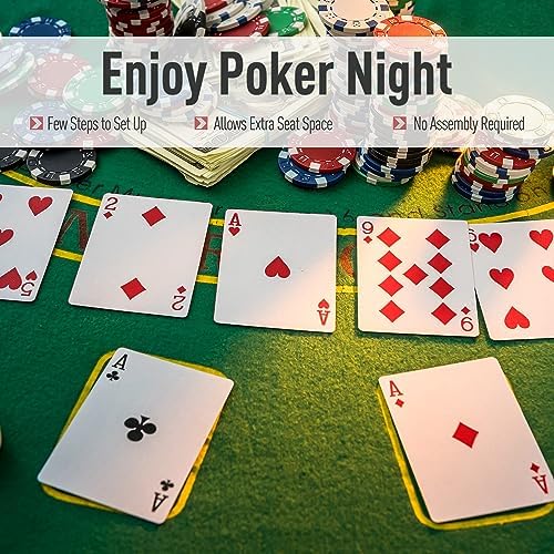 Soozier Poker Table Foldable Blackjack Table for 7 Players 72" Green Felt