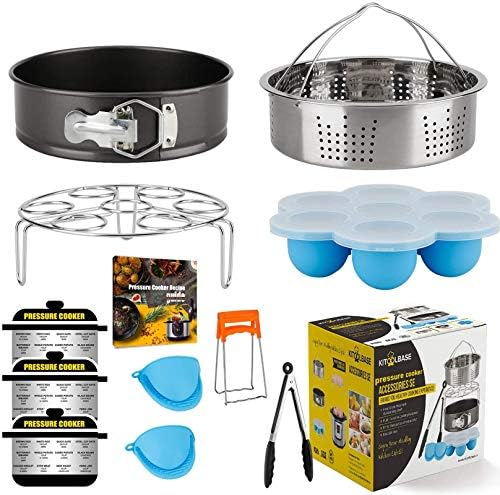 Accessories Set for Instant Pot 6 Qt 8 Quart | with Steamer Basket Cheesecake Pan Egg Steam Trivet Silicone Mold Mitts Tong
