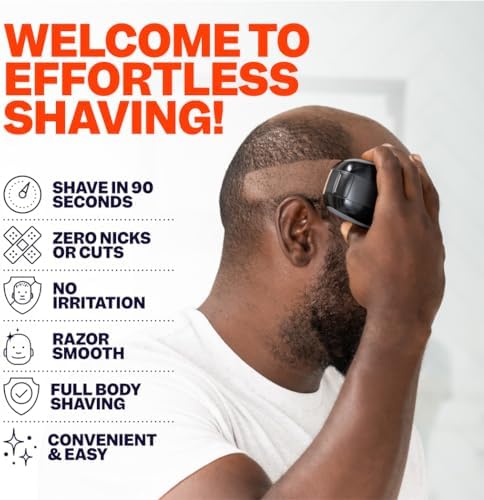 Freebird FlexSeries Electric Head & Body Hair Shaver - Mens Cordless Rechargeable Wet/Dry Skull Bald Head Back & Groin Waterproof Razor with Rotary