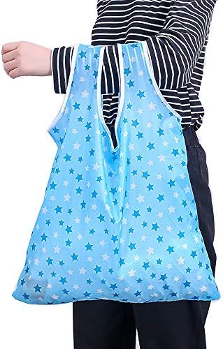 Kaxich Foldable Reusable Grocery Shopping Tote Bags, 6 Pack Eco-friendly Travel Recycle Shopping Bags Folding to fits in Pocket