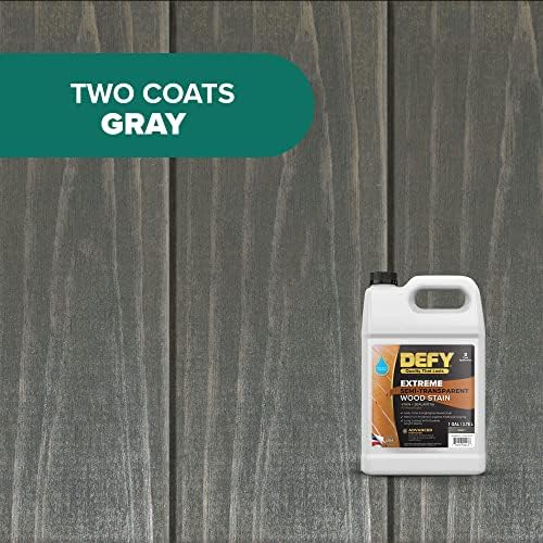 DEFY Extreme Semi-Transparent Outdoor Wood Stain and Sealer in One, Gray, 1 Gallon - Fence Stain, Deck Stain and Sealer for All Wood Types
