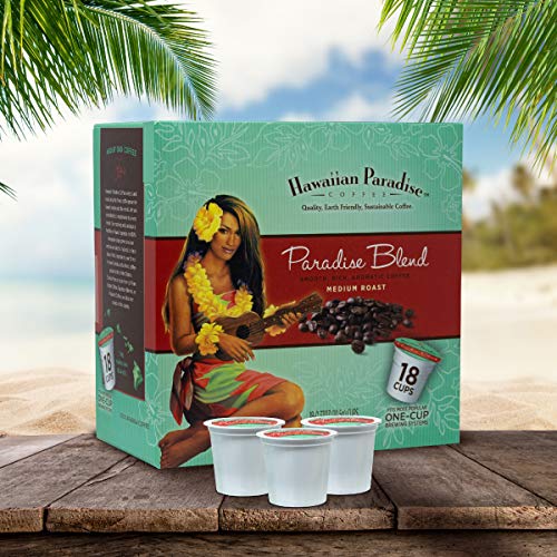 Hawaiian Paradise Coffee Vanilla Macadamia Nut Single Serve Cups 18 Count Medium Roast Sweet Aromatically Flavored - 100% Arabica Beans - Compatible with Keurig K-Cup Brewers