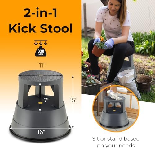 Nightcore Rolling Step Stool Kick Stool Ladder w/Non-Slip Platform Retractable Swivel Casters Firm Rubber Base