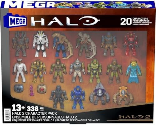 MEGA HALO Action Figures Building Toys Set, Character Pack with 339 Pieces, Poseable Articulation, 2 Inches Tall, Kids or Adult Collectible