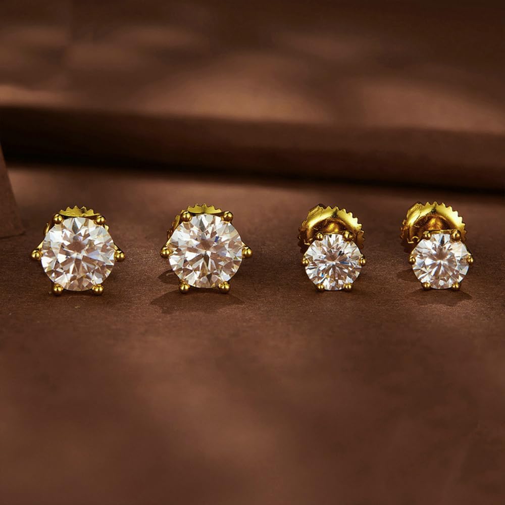 S925 Sterling Silver 0.5ct VVS1 D-color Diamond Screw Back Stud Earrings for Women, Elegant for Engagements or Birthday Celebrations