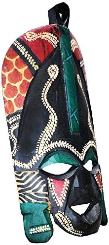 African Masai Masks Wall Hanging Art Hand Carving Safari Décor (8 Inch)