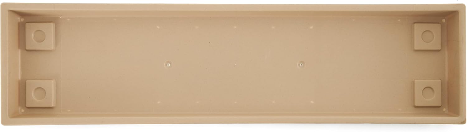 HC Companies Farmhouse Venetian 30 Inch Rectangular Flower Box Plant Saucer Drip Tray, Sandstone Tan, 12 Pack