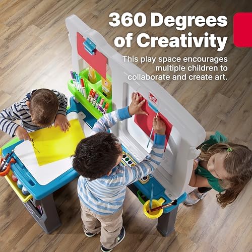 Step2 Great Creations Art Center, Kids Activity Table, Arts & Crafts Desk, Made of Durable Plastic, Includes Bench, For Toddlers 3+ Years Old