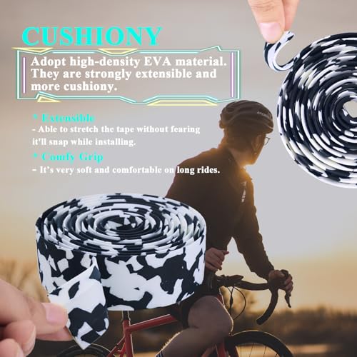 KINGOU White & Blue Camouflage EVA Road Bike Handlebar Tape Cycling Bar Tapes - 2PCS Per Set
