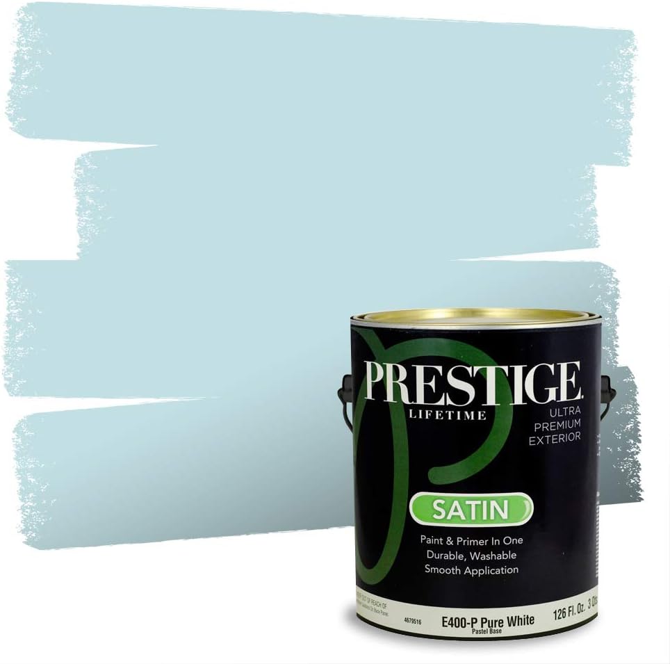 PRESTIGE Paints Exterior Paint and Primer In One, 1-Gallon, Satin, Comparable Match of Sherwin Williams* Blue Nile*
