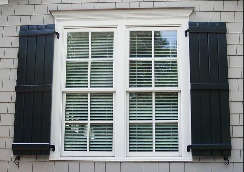 Polaris Homeside 4 Board and Batten Joined Vinyl Shutters (1 Pair) 14-1/2in. x 47in. - 050 Black