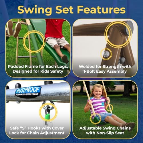 XDP Recreation Deerfield Outdoor Playground Swing Set with Slide & See Saw
