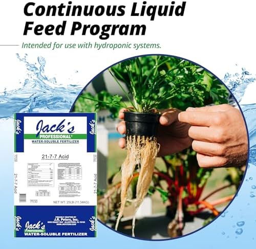 Jack's Professional 21-7-7 Water Soluble Fertilizer, 25lb | Powdered, Targeted Micronutrient Package, Rapid Correction of High pH Situations