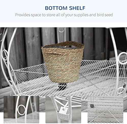 PawHut 44" Hexagon Covered Canopy Portable Aviary Flight Bird Cage With Storage | Hexagon