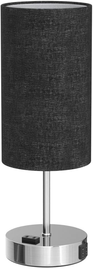 Set of 2 Touch Control Table Lamps with 2 USB Charging Ports&AC Outlet