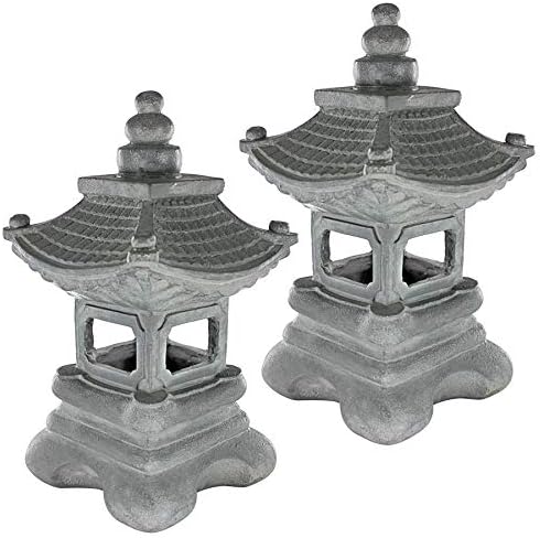 Design toscano ng29870 asian decor pagoda lantern indoor/outdoor statue, 11 inches wide, 11 inches deep, 17 inches high, handcast polyresin, two tone stone finish