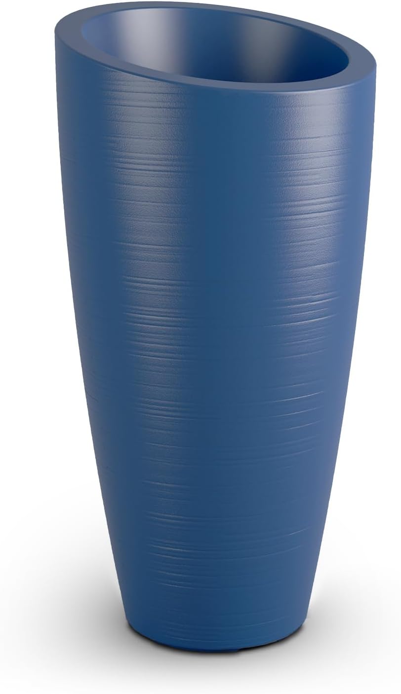 Mayne Modesto 20in Round Modern Planter, Neptune Blue | All season, Indoor/Outdoor, Double-wall design, Fade resistant, 15-year warranty