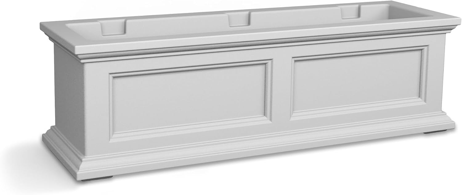 Mayne Fairfield 48in Self-Watering Rectangular Window Box Planter, Black | Self-watering, All season, Fade resistant, Mounting brackets included, Built-in overflow, 15-year warranty