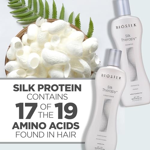 BioSilk Silk Therapy Duo Set, Shampoo & Conditioner for Gentle Cleansing, Moisturizing & Shiny Hair, Smooth, Replenished Hair, Sulfate-Free, Paraben-Free, Cruelty-Free, 12 Oz Each (Pack of 2)