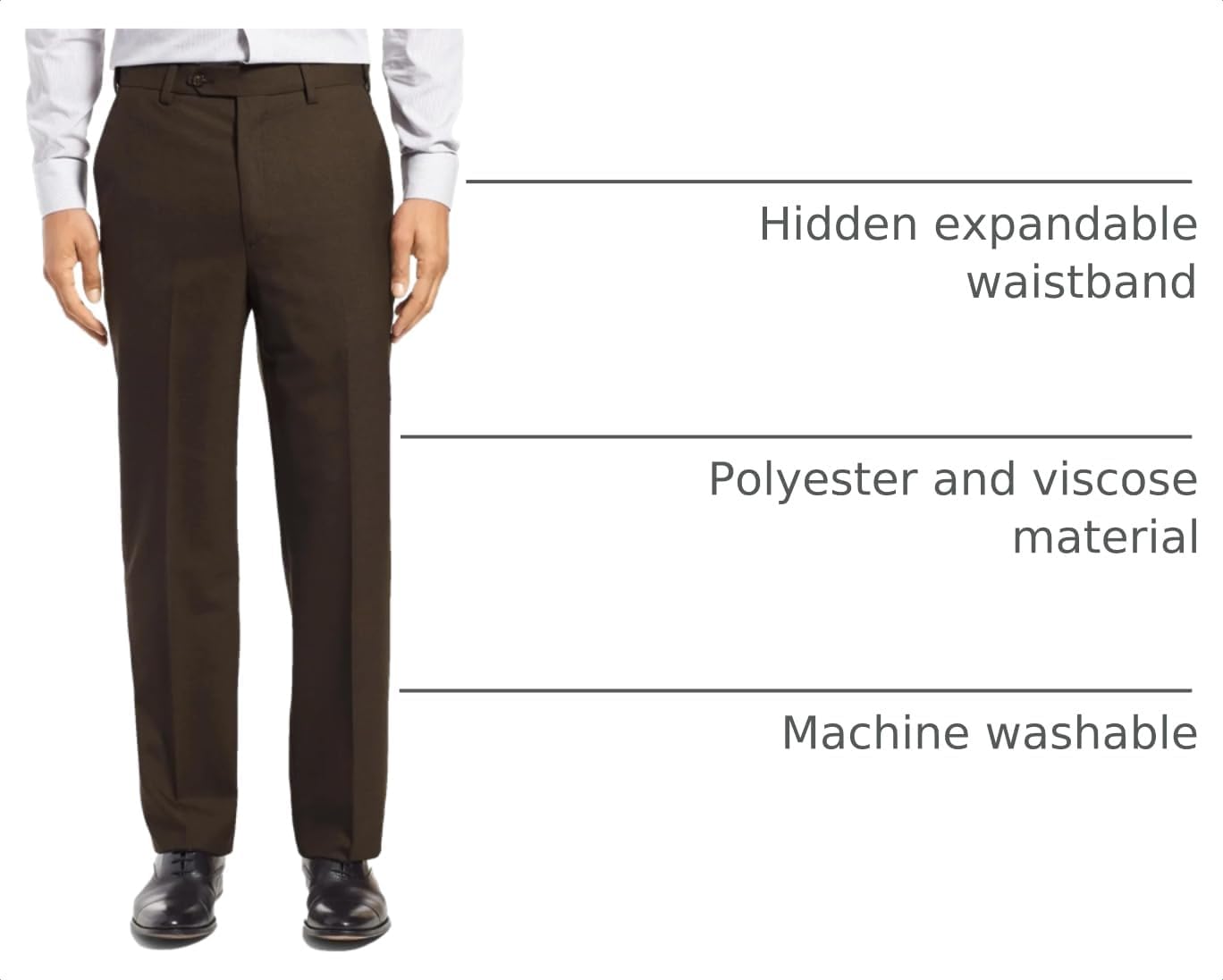 Men's Cozy Hidden Expandable Waist Dress Pants | Premium Stretch Texture Weave Work to Weekend Pants